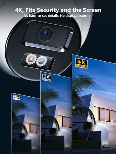 ANNKE 4K PoE Security Camera, Outdoor Turret Surveillance Wired Cameras for Home Security, AI Human/Vehicle Detection, Smart Dual Light, Color Night