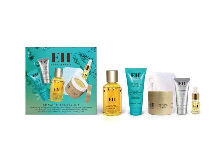 Emma Hardie 5pcs Amazing Travel Kit: 30ml Moringa Cleansing Balm, 50ml Moringa Luxury Bath & Shower oil, 50ml Moringa Luxury Body Butter, 20ml Moistu