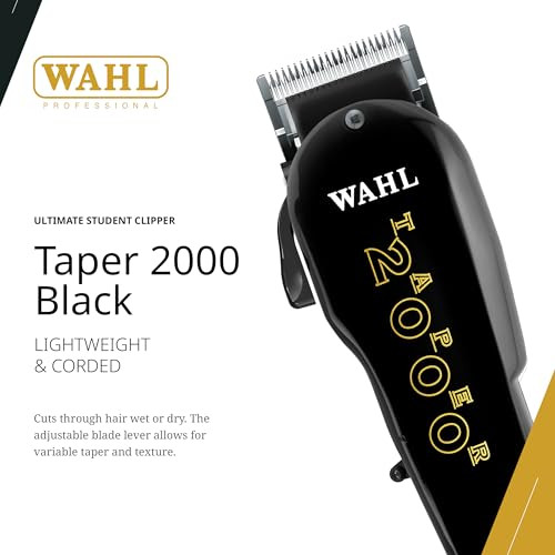 Wahl Professional Taper 2000 Clipper, Adjustable Blade, High-Performance Corded Electric Hair Cutting Tool, Black