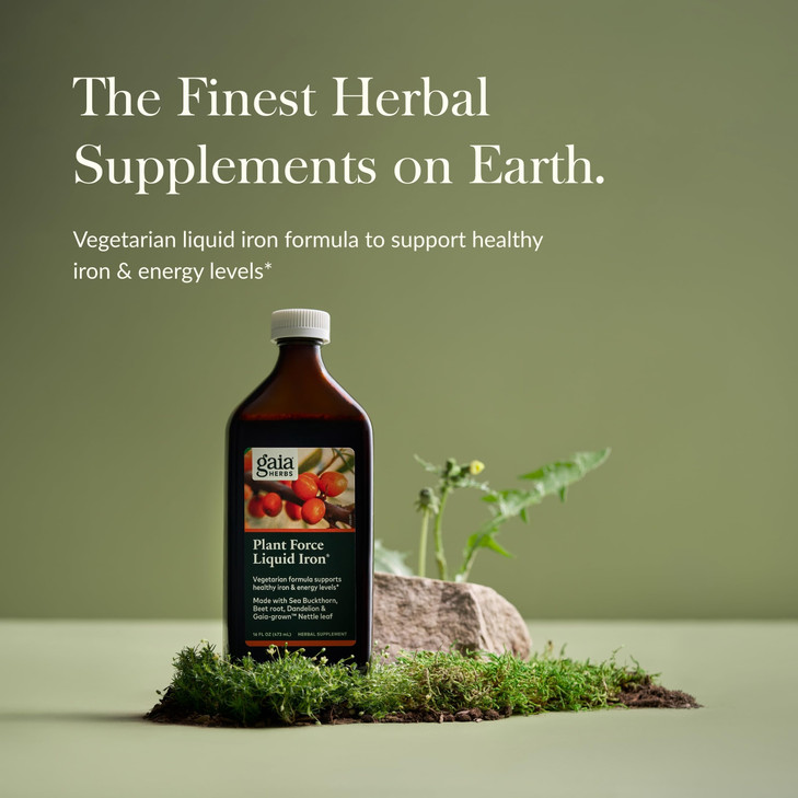 Gaia Herbs Plant Force Liquid Iron - Vegetarian Supplement to Help Maintain Healthy Energy Levels - with Star Anise, Sea Buckthorn, Beet Root, Dandel