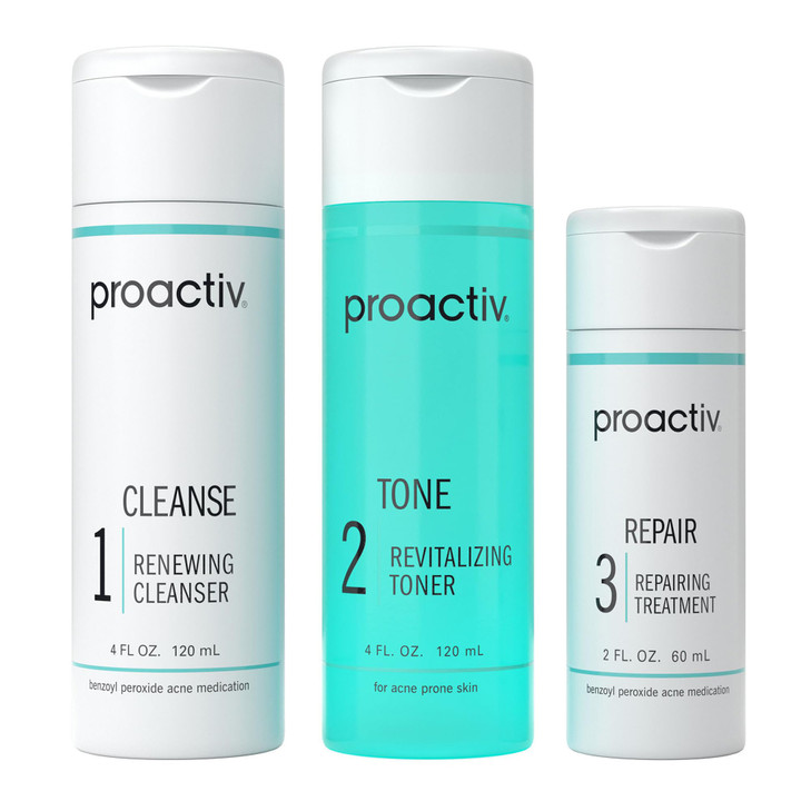 Proactiv 3 Step Acne Treatment - Benzoyl Peroxide Face Wash, Repairing Acne Spot Treatment for Face And Body, Exfoliating Toner - 60 Day Complete Acn