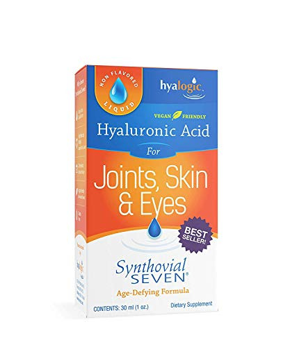 Hyalogic Synthovial Seven Liquid Hyaluronic Acid  Vegan Oral Joint & Skin Supplement, High Molecular Weight, Pure Hydration Support Supplements, 1 o