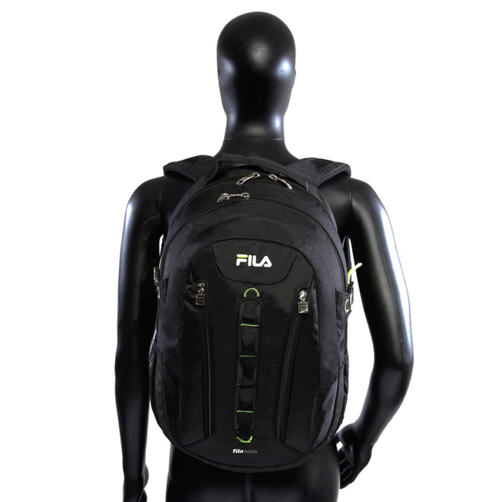 Fila Vertex Tablet and Laptop Backpack, Black/Neon