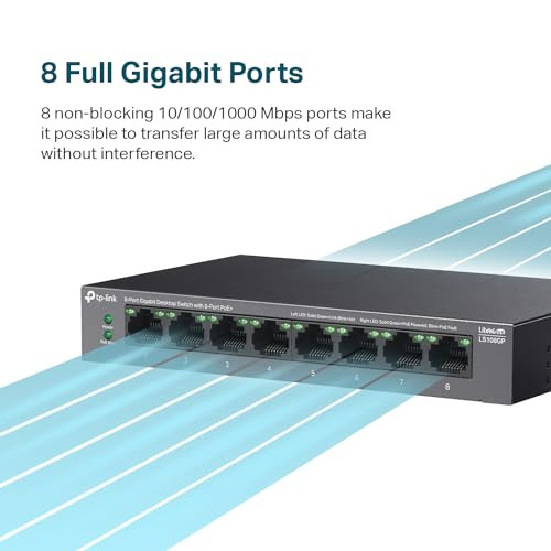 TP-Link LS108GP | 8 Port PoE Gigabit Ethernet Switch | 8 PoE+ Port @ 62W | Plug & Play | Extend Mode | PoE Auto Recovery | Desktop/Wall Mount | Silen