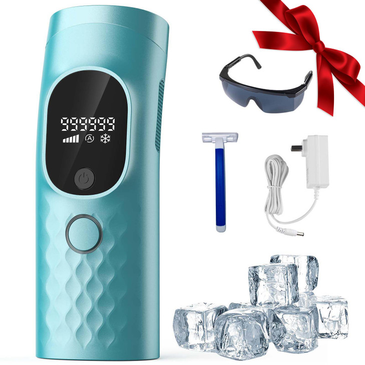 Laser Hair Removal for Women and Men - Permanent Painless Ice Cooling IPL Device Remover Machine with Shaver, Goggles, 999,999 Flashes for Body and F