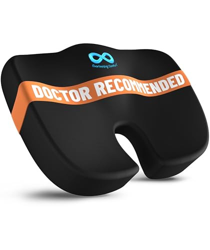 Everlasting Comfort Doctor Recommended Memory Foam Seat Cushion for Office Chairs & Car - Ergonomic Office Desk Accessories - Cushions for Tailbone P