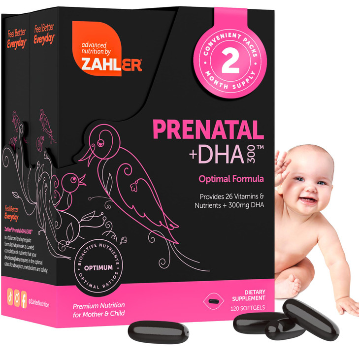Zahler Prenatal Vitamin with DHA & Folate - DHA Supplements & Prenatal Multivitamin for Mother and Child - Kosher Prenatal DHA Prenatal Vitamins with