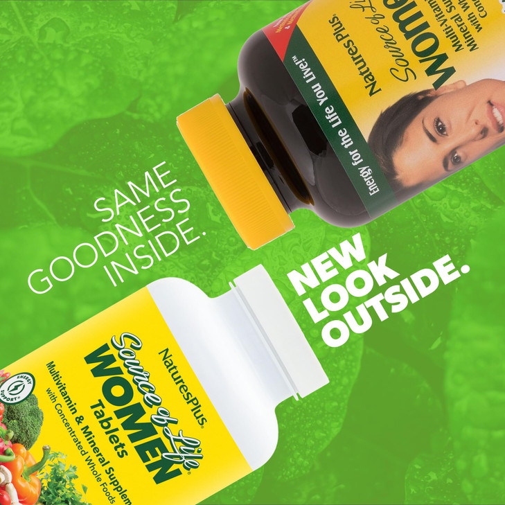 NaturesPlus Source of Life Women - 120 Tablets - Multivitamin & Mineral Supplement - with Iron, Calcium, Folate & Lutein - Gluten Free, Vegetarian -