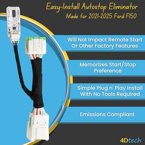 4D Tech Auto Start Stop Eliminator - Easy-Install Autostop Eliminator Made for 2021-2026 Ford F150 - Compatible Ford F150 Accessories
