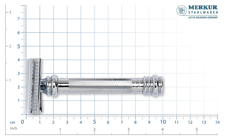 MERKUR 39C Double Edge Safety Razor, Slant Bar Design- Long Handle, Made in Germany, Plastic-Free, Two Piece Design