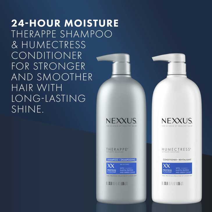 Nexxus Shampoo and Conditioner and 3 Hair Treatment Masks Therappe Humectress 5 Pack for Dry Hair Silicone-Free, Moisturizing Caviar Complex and Elas