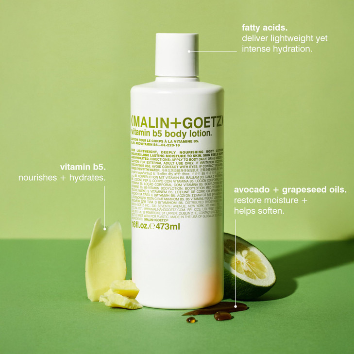 MALIN+GOETZ Vitamin B5 Body Lotion Lightweight Daily Moisturizer with Avocado & Grapeseed Oils Hydrating, Nourishing, Long-Lasting & Bergamot Scented