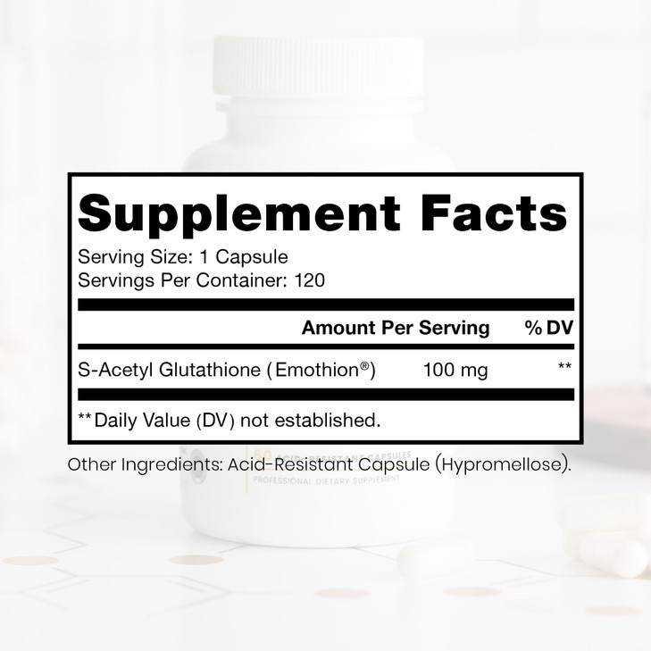 Pure Therapro Rx S-Acetyl Glutathione Gold 100mg, Made in USA - 4 Month Supply | Acid Resistant Capsules | Patented Acetylated Form of Glutathione |