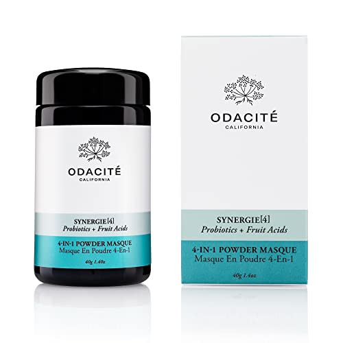 Odacité Acne Cream for Face - 4-in-1 Powder Masque Synergie 4 - Detoxifying Facial Mask with Clay & Charcoal, Clay Mask Detox for Pores and Blackhead