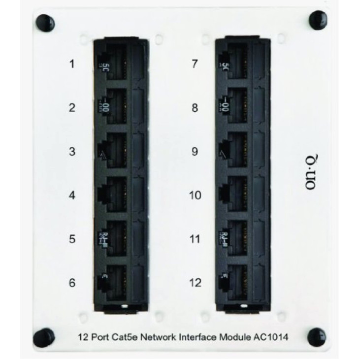 Legrand - OnQ 8 Port Cat 5e Network Interface Module, RJ45 Network Switch, High-Density Mini Patch Panel, Keystone Ports Labeled 1 Through 12, Grey,