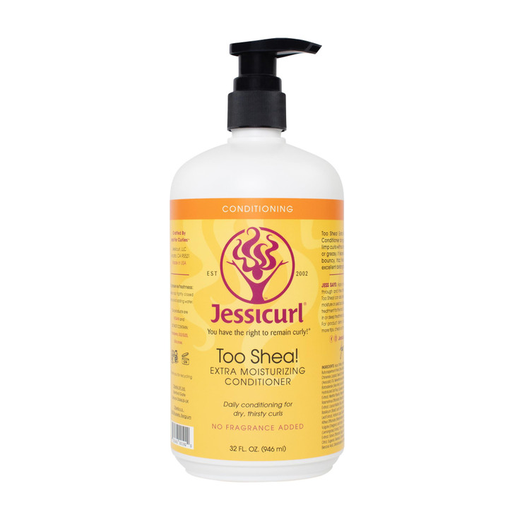 Jessicurl, Too Shea! Extra Moisturizing Conditioner for Curly Hair, No Fragrance Added, 32 Fl oz. Leave in Conditioner for Dry Hair, Anti Frizz Hair