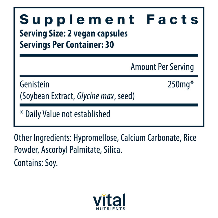 Vital Nutrients Genistein - Easily Absorbed Isoflavones for Bone Health Support* - Vegan Supplement - Gluten and Dairy Free - Non-GMO - 60 Capsules