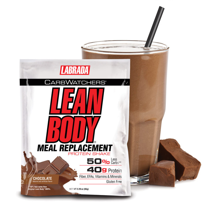 Labrada Nutrition Carb Watchers Lean Body Hi-Protein Meal Replacement Shake, Chocolate Ice Cream, 2.29-Ounce Packets (Pack of 20)