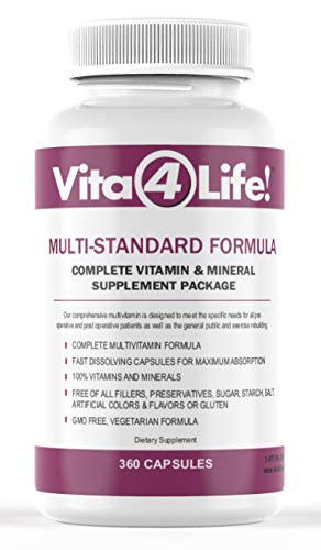 Vita4Life!® Multi-Standard Formula  Complete Vitamin & Mineral Complex  360-Capsules  Fast-Dissolve Veggie Caps  No Fillers, GMO, Gluten, Dairy 