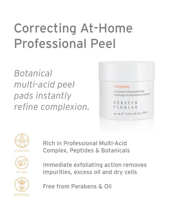 Kerstin Florian Correcting At Home Professional Peel | Glycolic & Lactic Acid Exfoliating Pore Pads (50 individual pads)
