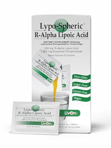 LivOn Laboratories Lypo-Spheric R-Alpha Lipoic Acid - 30 Packets - 226mg Per Packet - Liposome Encapsulated for Maximum Bioavailability - 100% Non-GM