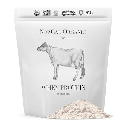 NorCal Organic Whey Protein | 100% Grass-Fed, USDA Certified | Pure, Clean Protein Sourced from Northern California Family Farms | Unflavored | 2 Pou