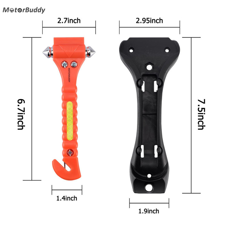 MOTORBUDDY 2-Pack Car Safety Hammer Seatbelt Cutter, Auto Emergency Escape Hammer with Window Glass Breaker and Seat Belt Cutter, Escape Tool for Car