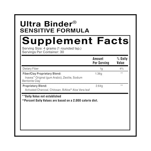 Quicksilver Scientific Ultra Binder Sensitive Formula - Gut Health Supplement with Activated Charcoal, Bentonite Clay - Cleansing Support Powder (120