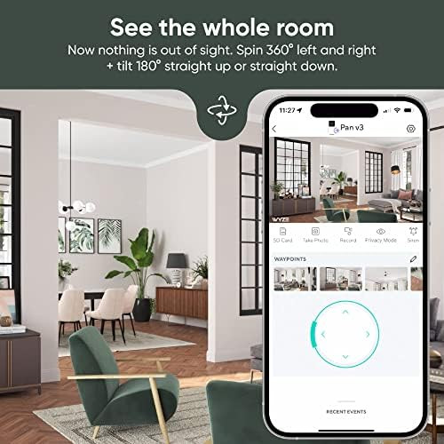 WYZE Cam Pan v3 Indoor/Outdoor IP65-Rated 1080p Pan/Tilt/Zoom Wi-Fi Smart Home Security Camera with Color Night Vision, 2-Way Audio, Compatible with