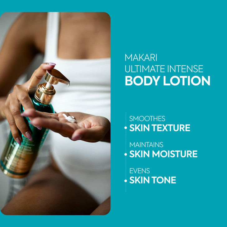 Makari Ultimate Intense Blue Crystal Skin Reviving Body Lotion 16.8 oz | Body Lotion with Glutathione & Collagen | Body Moisturizer and Body Cream wi