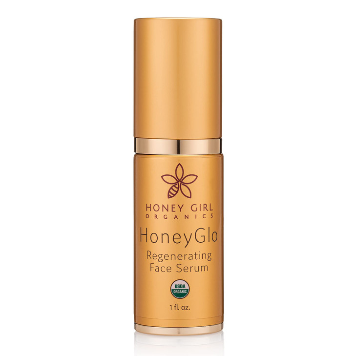 Honey Girl Organics HoneyGlo Regenerating Face Serum, USDA Certified Organic Facial Serum for Women Softens and Moisturizes Skin with Enriched Beehiv