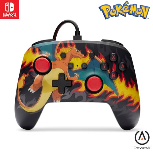 PowerA Enhanced Wired Controller for Nintendo Switch - Charizard Firestorm, Gamepad, game controller, wired controller, officially licensed