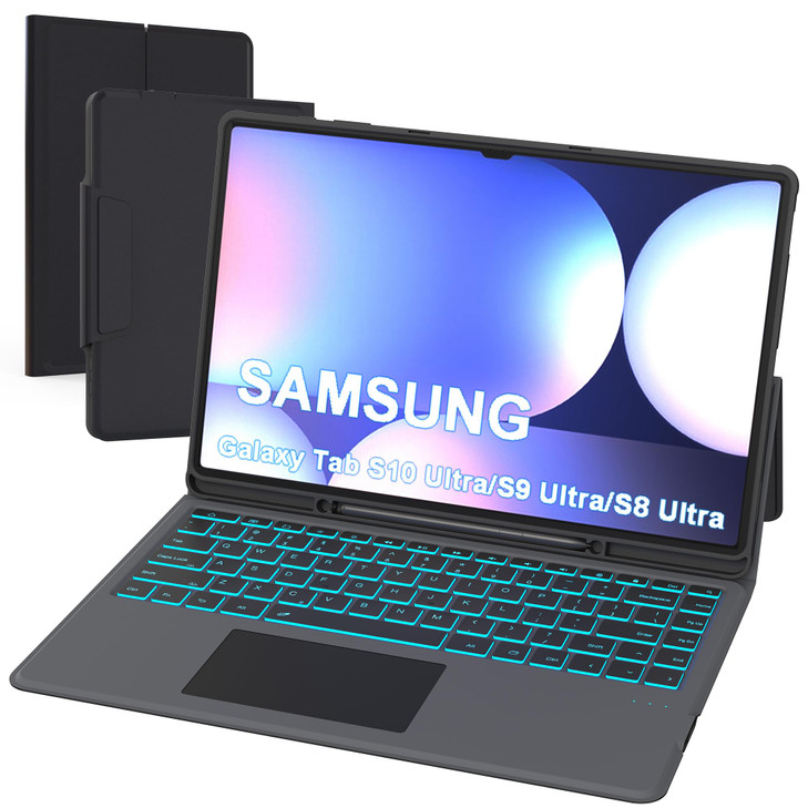 for 14.6 inch Samsung Galaxy Tab S9 Ultra /S8 Ultra/S10 Ultra Case with Keyboard - Folio Tablet Book Cover with Touchpad - 7 Colors Backlit Keyboard