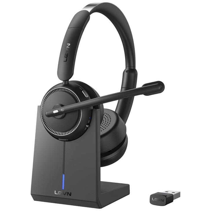 Wireless Headset with Mic for Work, Bluetooth Headset with Microphone (Noise Cancelling & Mute Button), Wireless Headphones with Mic for Work from Ho