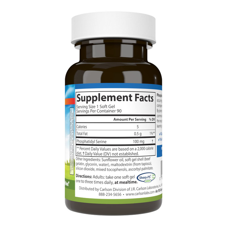 Carlson - Phosphatidyl Serine, 100 mg, Non-GMO, Brain Function, 90 Softgels