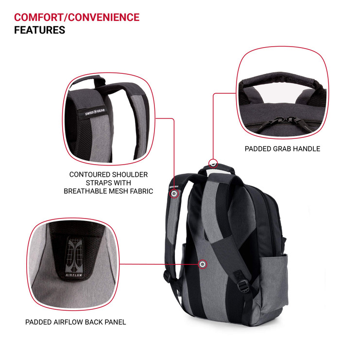 SwissGear 2789 Laptop Backpack, Fits 13 Inch Laptop, Grey/Black