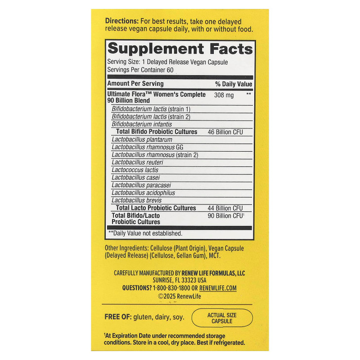 Renew Life Women's Probiotic Capsules, Supports pH Balance for Women, Vaginal, Urinary, Digestive and Immune Health, L. Rhamnosus GG, Dairy, Soy and