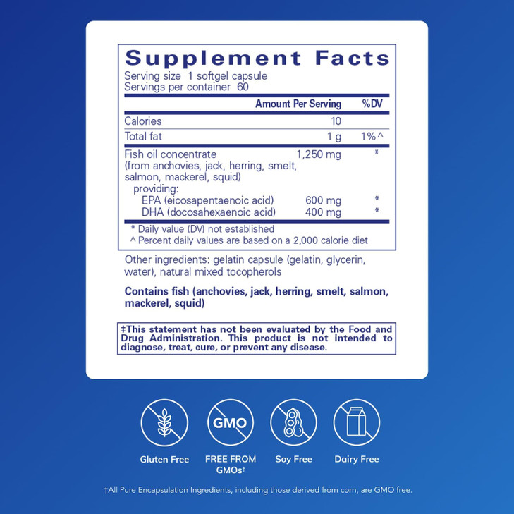 Pure Encapsulations O.N.E. Omega - Fish Oil Supplement for Heart Health, Joints, Skin, Eyes, and Cognition* - Fish Oil Concentrate with EPA and DHA -
