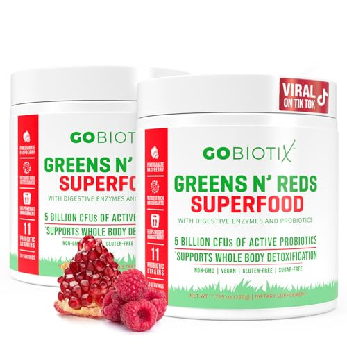 GOBIOTIX Greens Powder - Superfood with Greens and Reds - Probiotic Supplement - Digestive Enzymes and Beet Root Powder - Organic Whole Foods Dietary