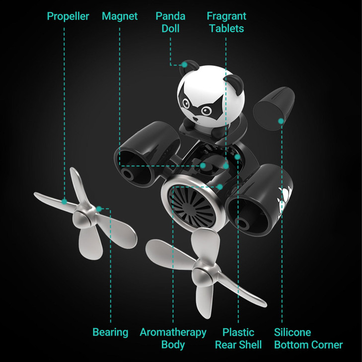 Car Air Freshener Pilot Twin Rotating Propeller, Cute Auto Fan Diffuser Air Outlet Car Vent Clip Fresheners, in-vehicle Fun Rotating Accessories Auto