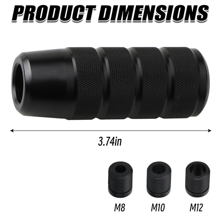 Osilly 95mm/3.74" Car Shifter Knob, Aluminum Weighted Automotive Gear Shift Manual knobs Lever with 3 Threaded Adapters M8 M10 M12 x 1.25, Universal