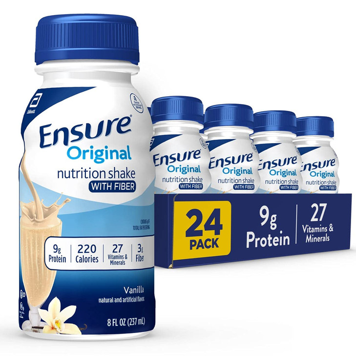 Ensure Original Vanilla Nutrition Shake with Fiber| Meal Replacement Shake | Ready To Drink | 9g Protein, 27 Vitamins and Minerals | 8 fl oz - 24 Pac