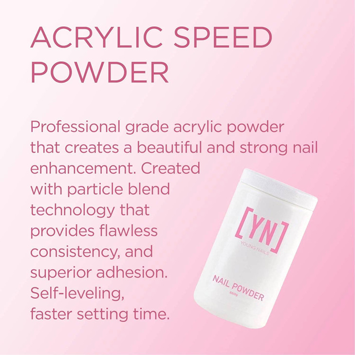 Young Nails Acrylic Speed Powder, White, 660 Gram