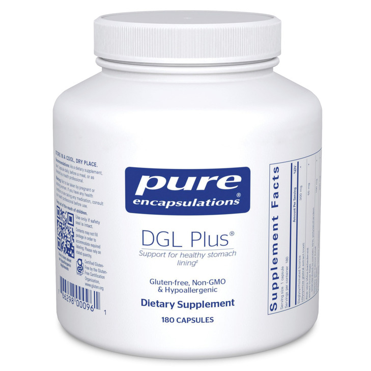 Pure Encapsulations DGL Plus - Gut Health Supplements for Men & Women - with Marshmallow Root, Aloe Vera Extract & Slippery Elm Bark - Non-GMO & Vega