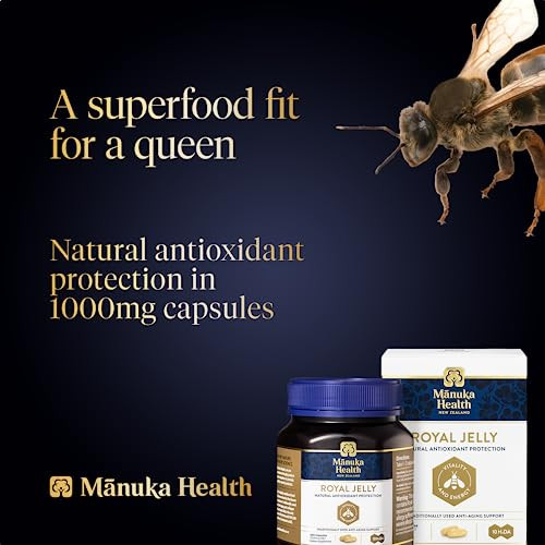 Manuka Health Royal Jelly Capsules, 1000mg NET - 180 Count (3-Month Supply) - Traditional Anti Aging Supplement from New Zealand