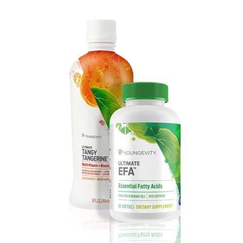 Youngevity Essential 90 Pak - Ultimate All-in-One Multivitamin Combo - Ultimate Tangy Tangerine + Ultimate EFA - 90 Essential Vitamins, Minerals, Ami
