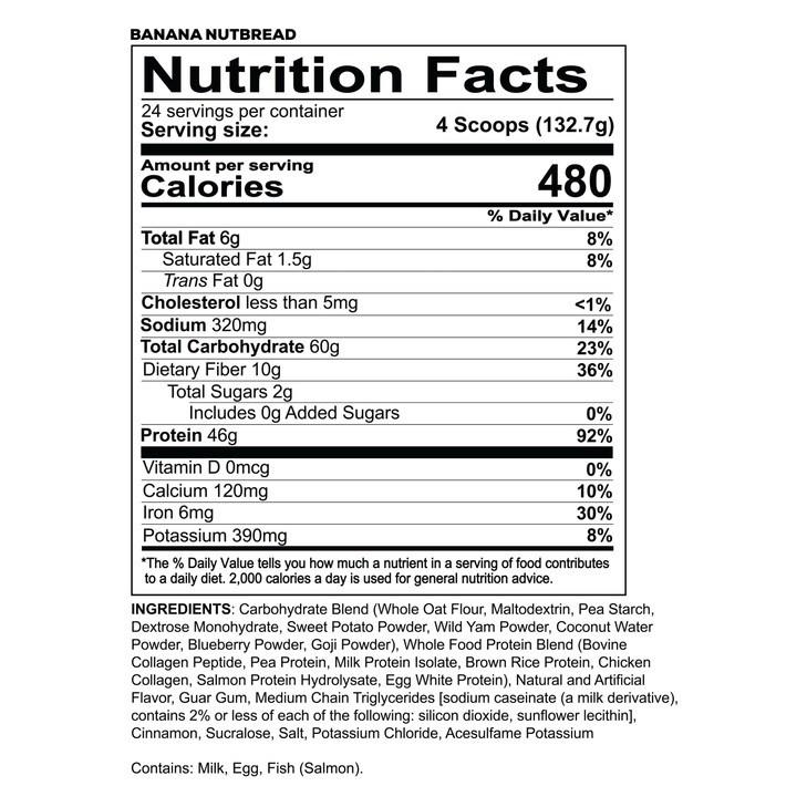 REDCON1 MRE Protein Powder, Banana Nut Bread - Meal Replacement Protein Blend Made with MCT Oil & Whole Foods - Protein with Natural Ingredients to A