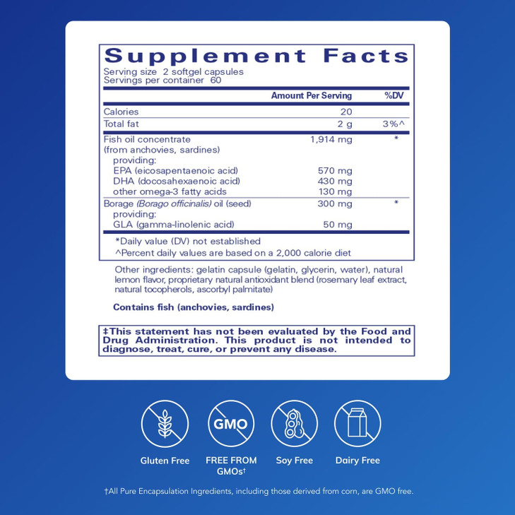 Pure Encapsulations EFA Essentials | Triglyceride-Form Fish Oil and Borage Oil Blend | 120 Softgel Capsules