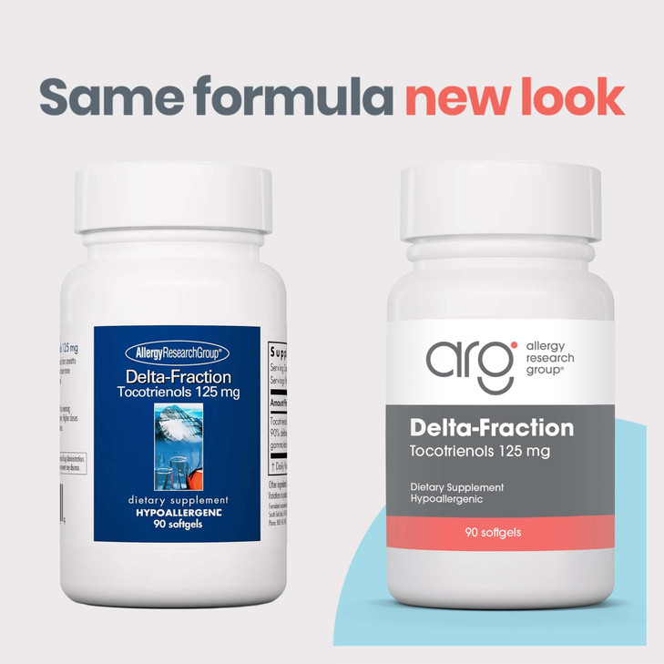 Allergy Research Group Delta-Fraction Tocotrienols Supplement - 125 mg Vitamin E, Annatto, Gamma, Tocotrienols Only, Tocopherol-Free, Hypoallergenic,