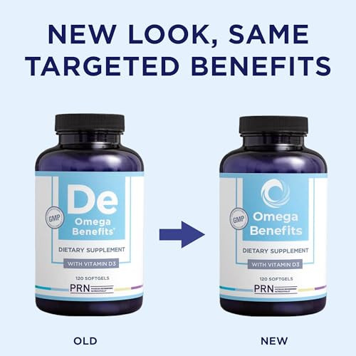 PRN DE Omega 3 Supplement - 120 Softgels, 30-Day Supply - rTG Omega 3 Fatty Acids with 1680mg EPA, 560mg DHA & Vitamin D for Skin, Joint, Brain, Eye